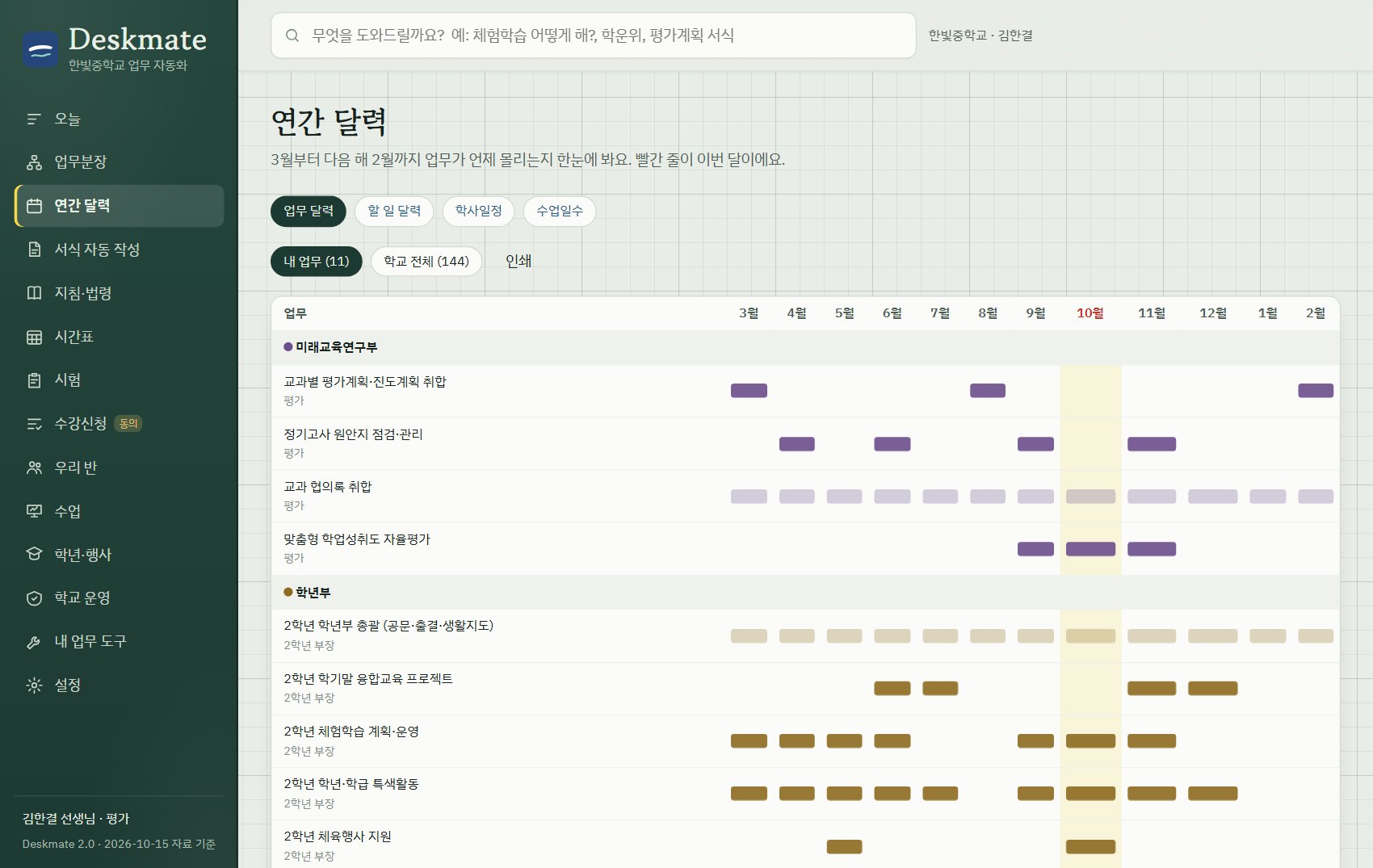 연간 업무 달력